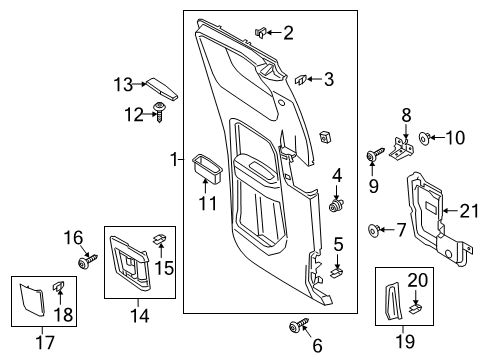 2022 Ford Ranger Interior Trim - Rear Door Escutcheon Diagram for KB3Z-2122620-AA