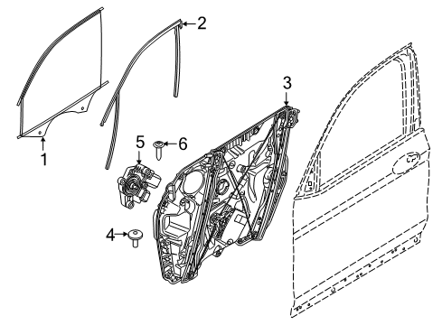 2021 BMW X3 Front Door Window Guide, Left Front Door Diagram for 51337393425