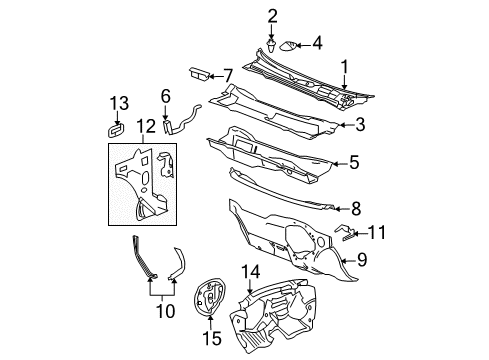 2004 Chevrolet Malibu Cowl Insulator, Dash Panel Diagram for 15851367