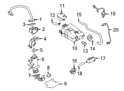 2019 Nissan Altima Emission Components Bracket-EVAPORATOR Filter Diagram for 14953-3TA1A