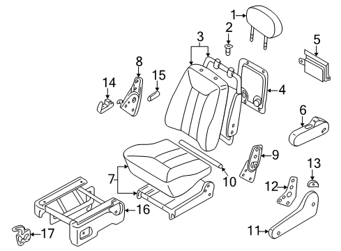 2001 Nissan Quest Rear Seat Components Cushion Assy-2ND Seat, RH Diagram for 88300-2Z322