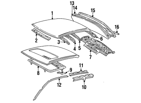1993 Lexus ES300 Roof & Components, Back Glass Retainer, Back Window Glass Diagram for 56114-20010