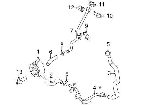 2013 Nissan Murano Oil Cooler Hose-Water Diagram for 21306-JN01A
