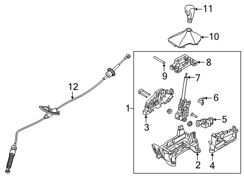 2020 Hyundai Veloster Shifter Housing Knob Assembly-Gear Shift Lever Diagram for 46720-J3100-UFM