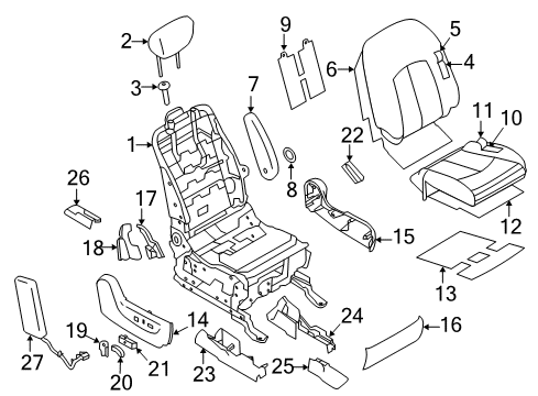 2011 Nissan Quest Power Seats Knob-Slide Lever Diagram for 87531-1JB6C