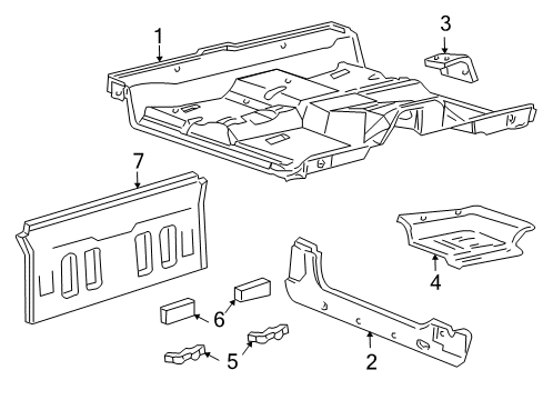 2003 Ford F-150 Back Panel, Floor, Center Pillar, Hinge Pillar, Uniside Floor Pan Diagram for 3L3Z-1811135-AA