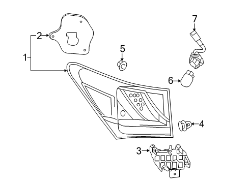 2014 Lexus GS450h Bulbs RETAINER, Rear Bumper Diagram for 52562-30150