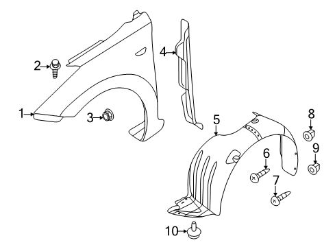 2013 Hyundai Elantra Coupe Fender & Components Front Wheel Guard Assembly, Left Diagram for 86811-3X500
