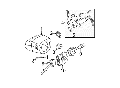 2000 Nissan Maxima Ignition Lock Lock Set-Steering Diagram for 48700-6J025