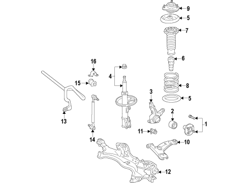 2019 Toyota Corolla Front Suspension Components, Lower Control Arm, Stabilizer Bar Strut Diagram for 48520-8Z154