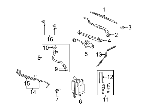 2008 Saturn Vue Windshield - Wiper & Washer Components Reservoir Hose Diagram for 15890334