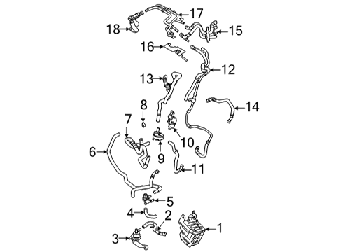 2020 Lincoln Aviator Heater Core & Control Valve Water Pipe Diagram for L1MZ-18N345-C