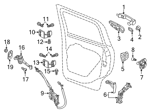 2019 Jeep Renegade Rear Door - Lock & Hardware Check-Rear Door Diagram for 68247312AA
