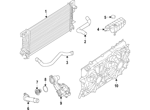 2017 Ford Edge Cooling System, Radiator, Water Pump, Cooling Fan Lower Hose Diagram for F2GZ-8286-J