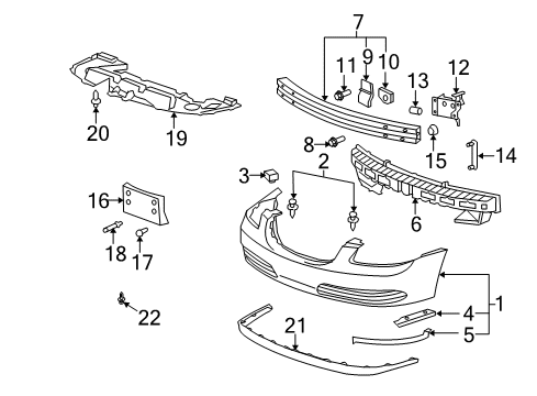 2009 Buick Lucerne Front Bumper Front Deflector Diagram for 25761497