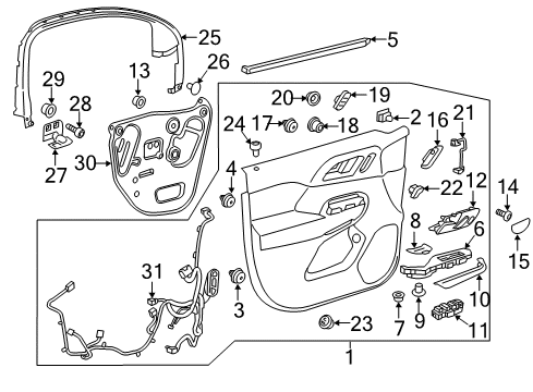 2021 GMC Acadia Front Door Bezel Bolt Diagram for 11570768