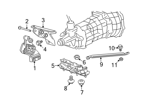 2006 Dodge Ram 1500 Engine & Trans Mounting Support-Transmission Diagram for 5037569AB