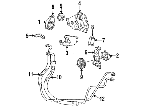 1995 Dodge Caravan P/S Pump & Hoses, Steering Gear & Linkage Reservoir Pkg Power Steering Pump Diagram for 5274183