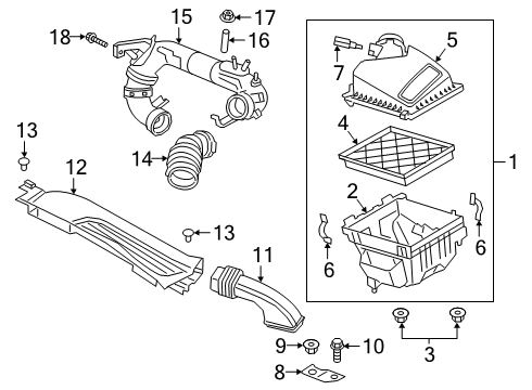 2021 Ford Escape Air Intake Air Cleaner Assembly Diagram for JX6Z-9600-E