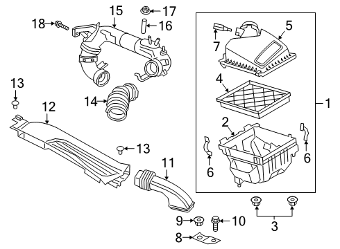 2021 Ford Escape Air Intake Inlet Hose Diagram for JX6Z-9B659-A