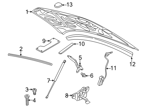 2002 Chrysler Concorde Hood & Components Cable-Hood Latch Diagram for 4580280AC