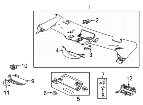 2020 Chevrolet Corvette Interior Trim - Roof Visor Bracket Diagram for 84831351