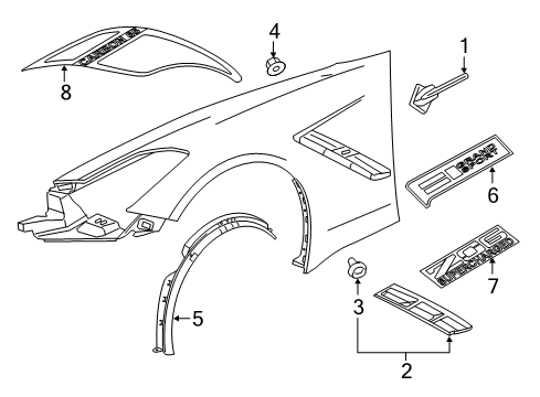 2018 Chevrolet Corvette Exterior Trim - Fender Nameplate Diagram for 22902187