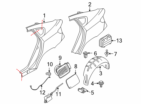 2011 BMW X6 Quarter Panel & Components Cover Pot Diagram for 51177202345