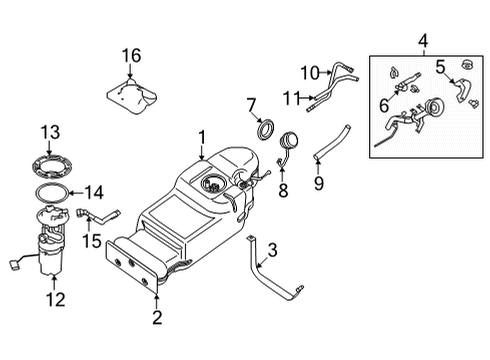 2022 Nissan Frontier Fuel System Components GROMMET-FILLER NECK Diagram for 17225-9BU0A