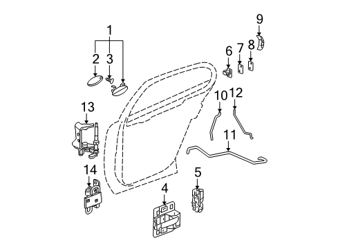 2006 Pontiac Grand Prix Rear Door - Lock & Hardware Latch Diagram for 25955873