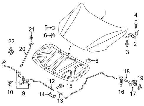 2020 Hyundai Elantra Hood & Components Switch Assembly-Hood Diagram for 93880-F2500