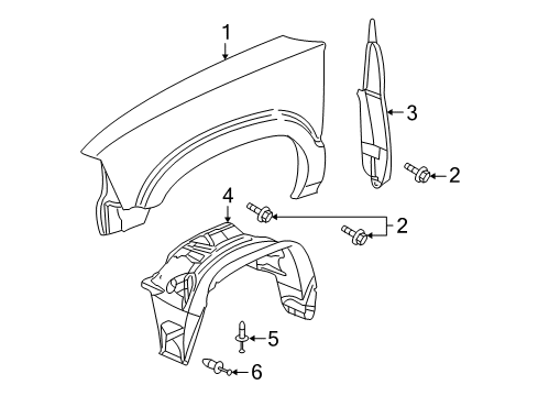 2002 Oldsmobile Bravada Fender & Components, Exterior Trim Wheelhouse Liner Diagram for 15165308