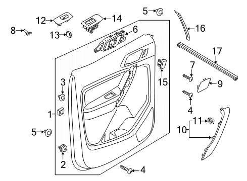 2021 Ford Ranger Interior Trim - Rear Door Window Molding Diagram for JB3Z-1620550-A