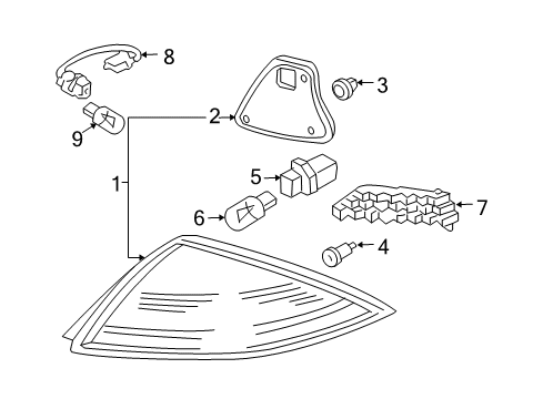 2007 Honda Accord Tail Lamps Lamp Unit, R. Diagram for 33501-SDN-A11