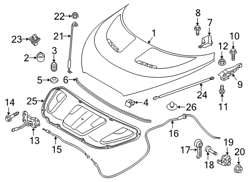 2016 Hyundai Veloster Hood & Components Bumper-TAILGATE OVERSLAM Diagram for 81738-1J000