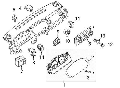 2005 Nissan Xterra Keyless Entry Components Instrument Cluster Diagram for 24810-EA23E