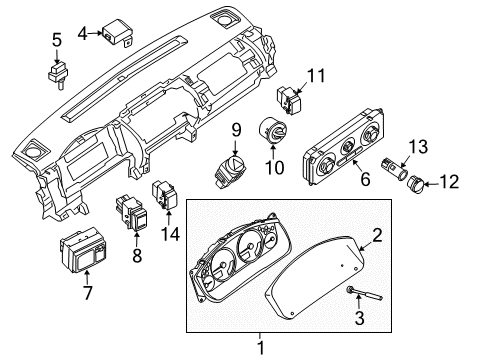 2005 Nissan Xterra Keyless Entry Components Speedometer Instrument Cluster Diagram for 24810-EA03D