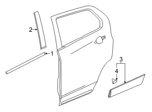2019 Buick Envision Exterior Trim - Rear Door Lower Molding Diagram for 23196405