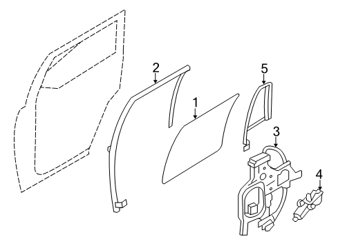 2017 Ford Expedition Rear Door Regulator Assembly Diagram for BL1Z-7827001-A