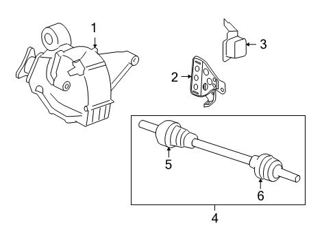 2007 Saturn Sky Axle & Differential - Rear Rear Wheel Drive Universal Joint Shaft Assembly Diagram for 15296759