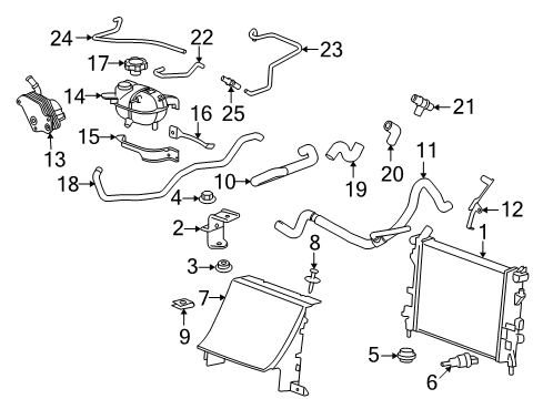 2008 Saturn Sky Radiator & Components Radiator Inlet Hose (Upper) Diagram for 19130593