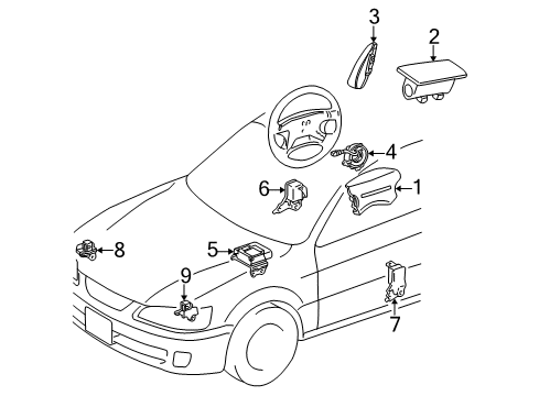 2001 Lexus ES300 Air Bag Components Sensor Assy, Side Air Bag, RH Diagram for 89860-33020