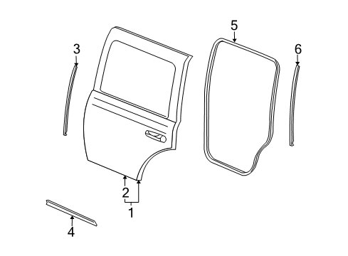 2007 Chrysler Aspen Rear Door Seal-Rear Door Diagram for 55362137AB