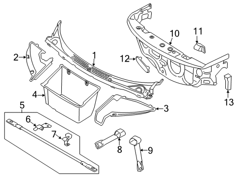 2017 BMW i3 Cowl Sound Insulating Dash Panel Diagram for 51487272373