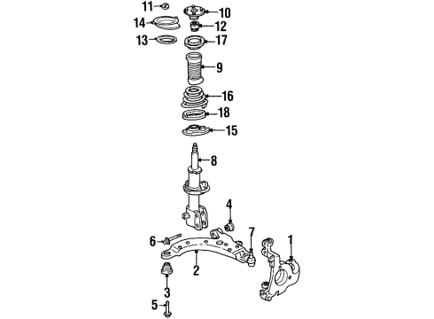 2001 Pontiac Grand Prix Front Suspension Components, Lower Control Arm, Stabilizer Bar Front Lower Control Arm Assembly Diagram for 25853339