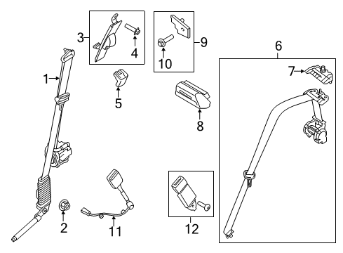 2017 Ford F-250 Super Duty Front Seat Belts Center Seat Belt Diagram for FL3Z-15611B64-AA