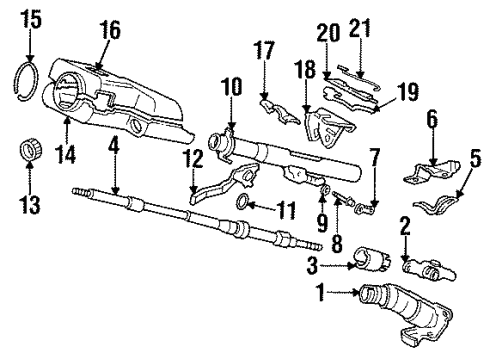 1991 Honda Civic Steering Column, Steering Wheel Shaft, Steering Diagram for 53310-SH3-A00