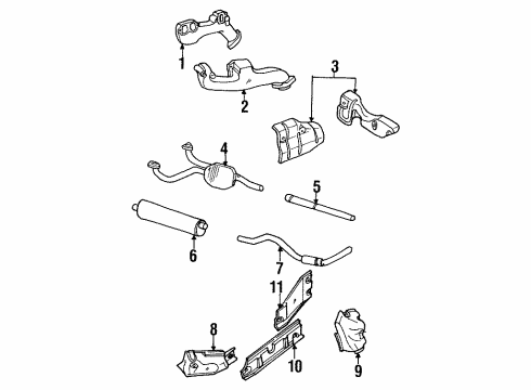 1998 Dodge Ram 1500 Exhaust Components, Exhaust Manifold Exhaust Muffler Diagram for 52103158