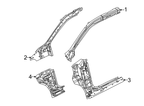 2019 Jeep Compass Hinge Pillar Panel-COWL Side Diagram for 68406640AA