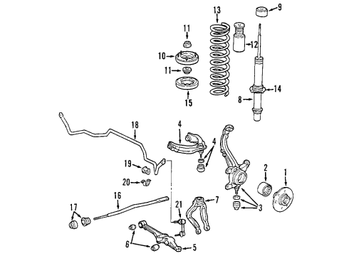 2003 Acura TL Front Suspension Components, Lower Control Arm, Upper Control Arm, Stabilizer Bar Shock Absorber Unit, Left Front Diagram for 51606-S0K-A52